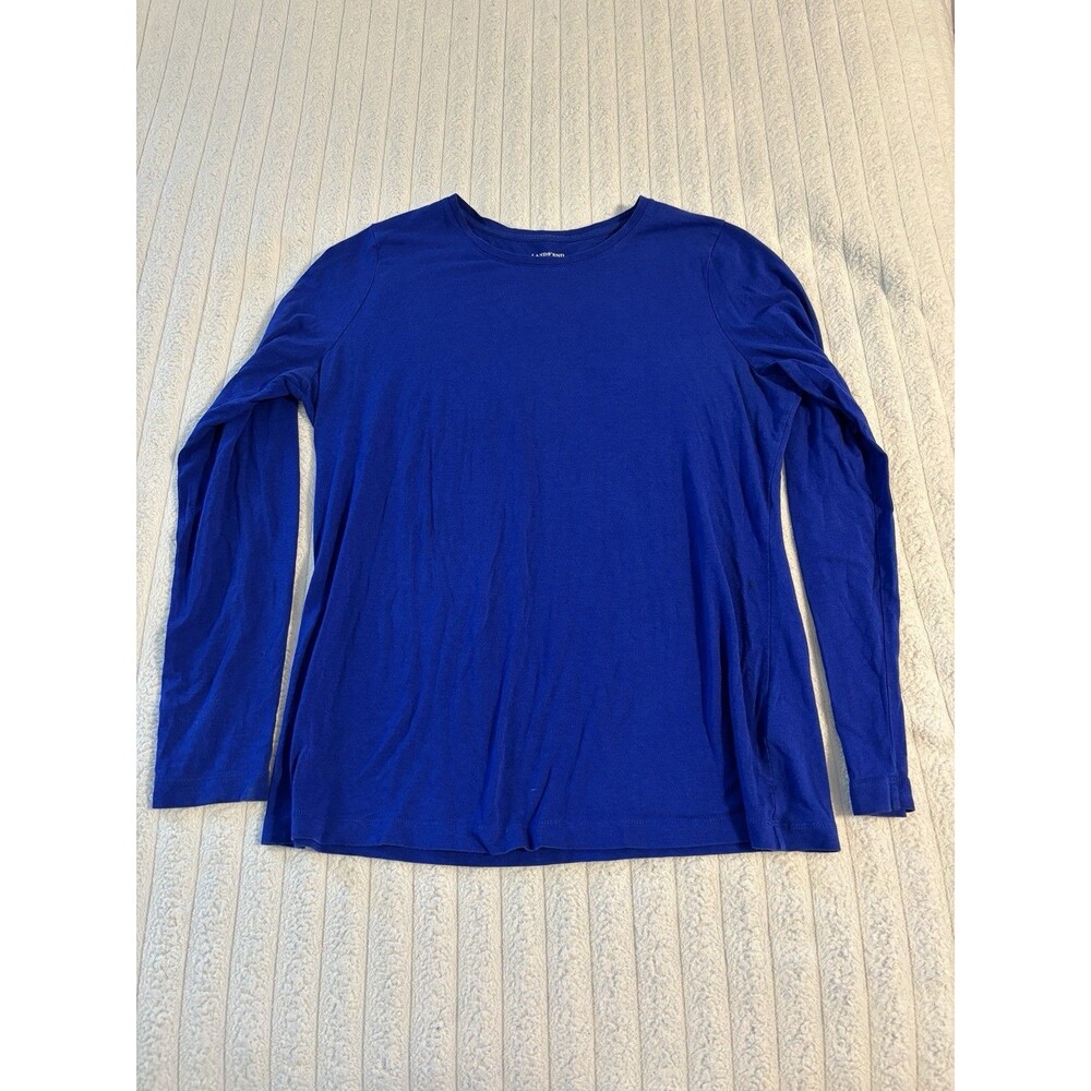 Lands End Long sleeve T Shirt Womens Large royal Cobalt blue Everyday Workwear